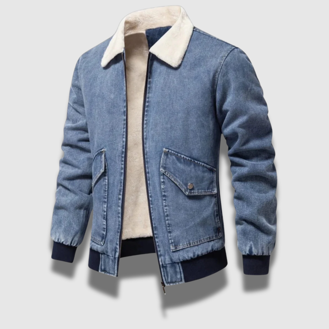 Giacca in denim classica isolata e resistente da uomo