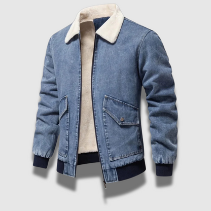 Giacca in denim classica isolata e resistente da uomo