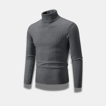 Maglia dolcevita da uomo in lana a coste