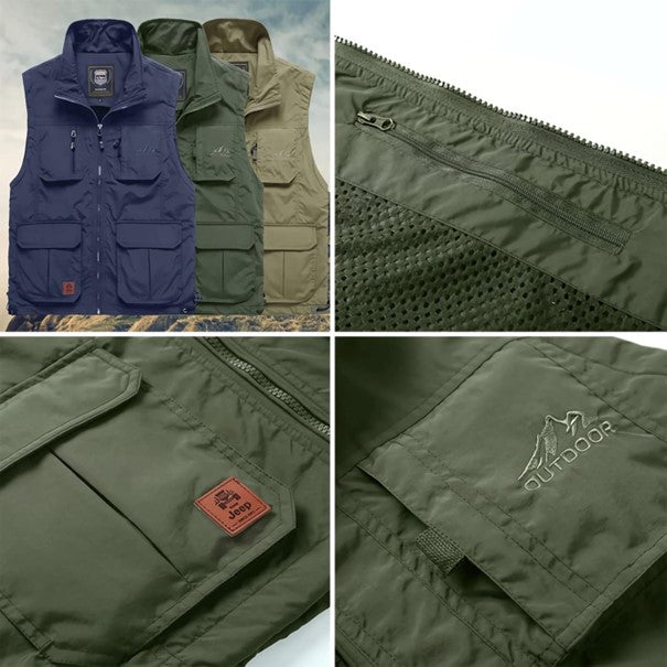 Gilet da trekking senza maniche da uomo con tasche in pile