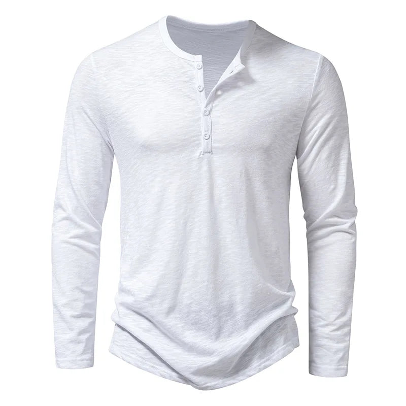 Maglietta Henley casual da uomo - Elegante camicia a maniche lunghe
