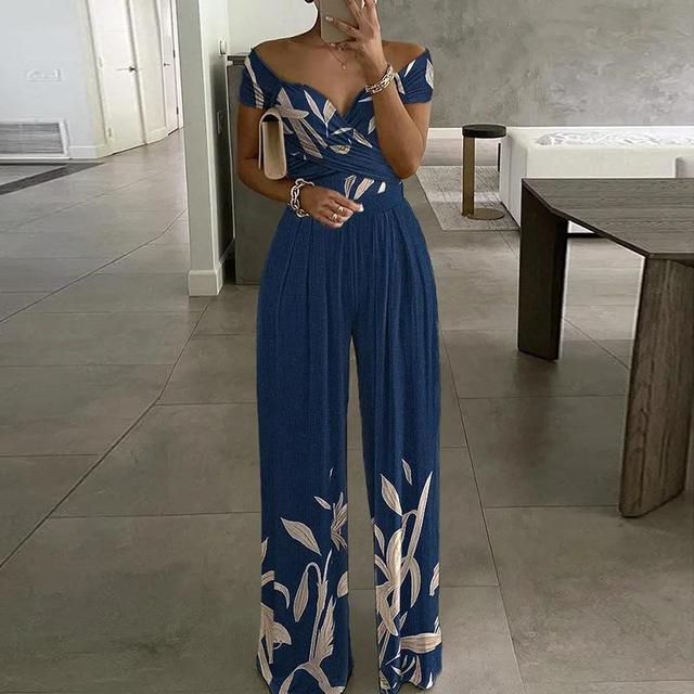 Tuta leggera stampata off shoulder da donna alla moda