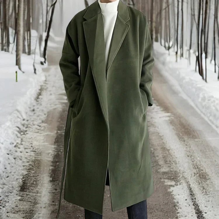 Cappotto lungo in lana da uomo Premium, resistente e confortevole