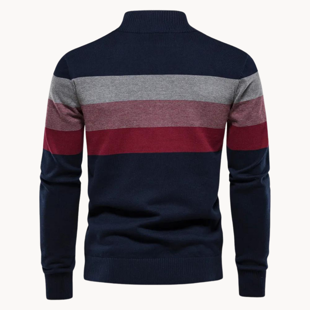 Maglione a righe con cerniera da uomo: stile senza tempo e comfort moderno