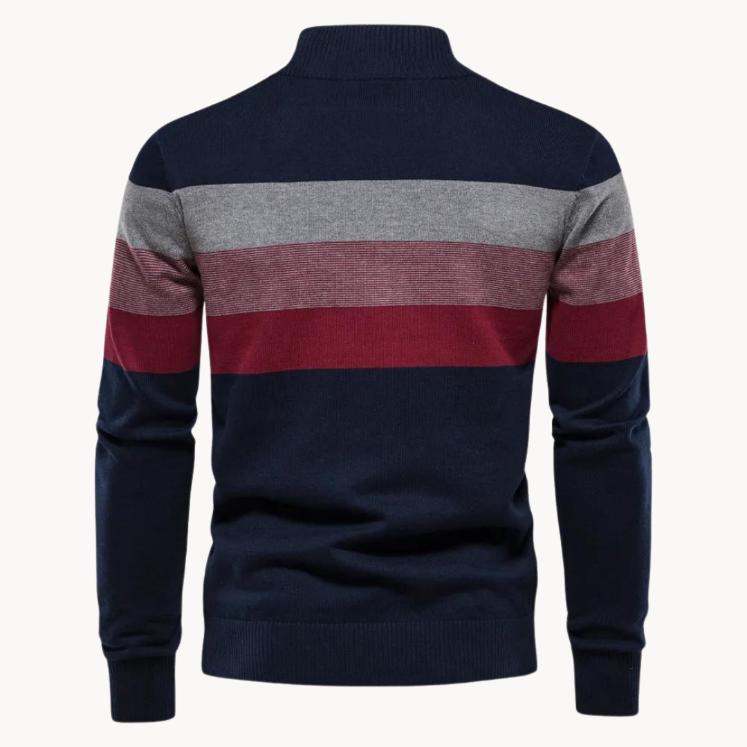 Maglione a righe con cerniera da uomo: stile senza tempo e comfort moderno
