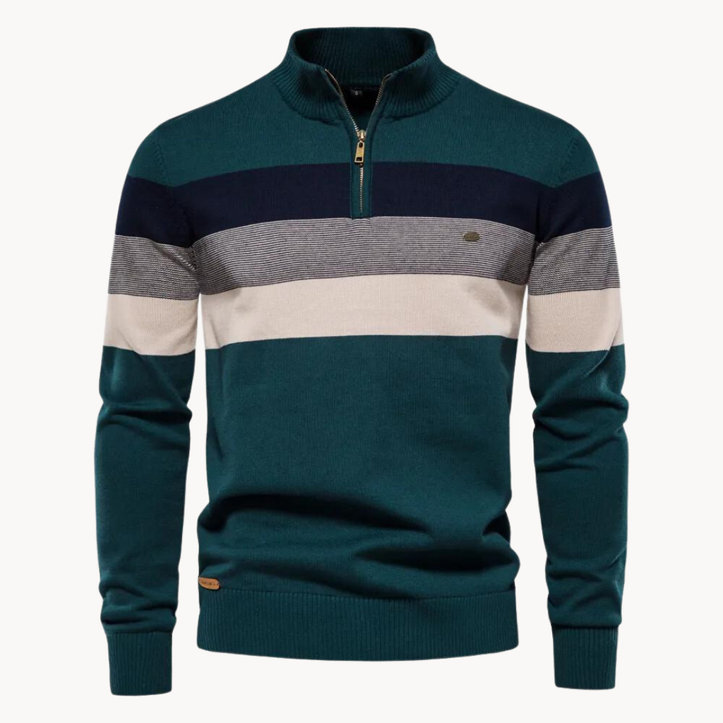 Maglione a righe con cerniera da uomo: stile senza tempo e comfort moderno