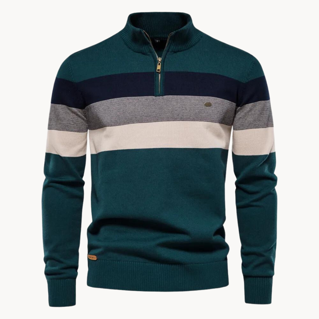 Maglione a righe con cerniera da uomo: stile senza tempo e comfort moderno