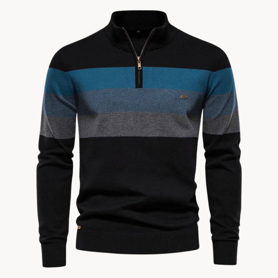 Maglione a righe con cerniera da uomo: stile senza tempo e comfort moderno