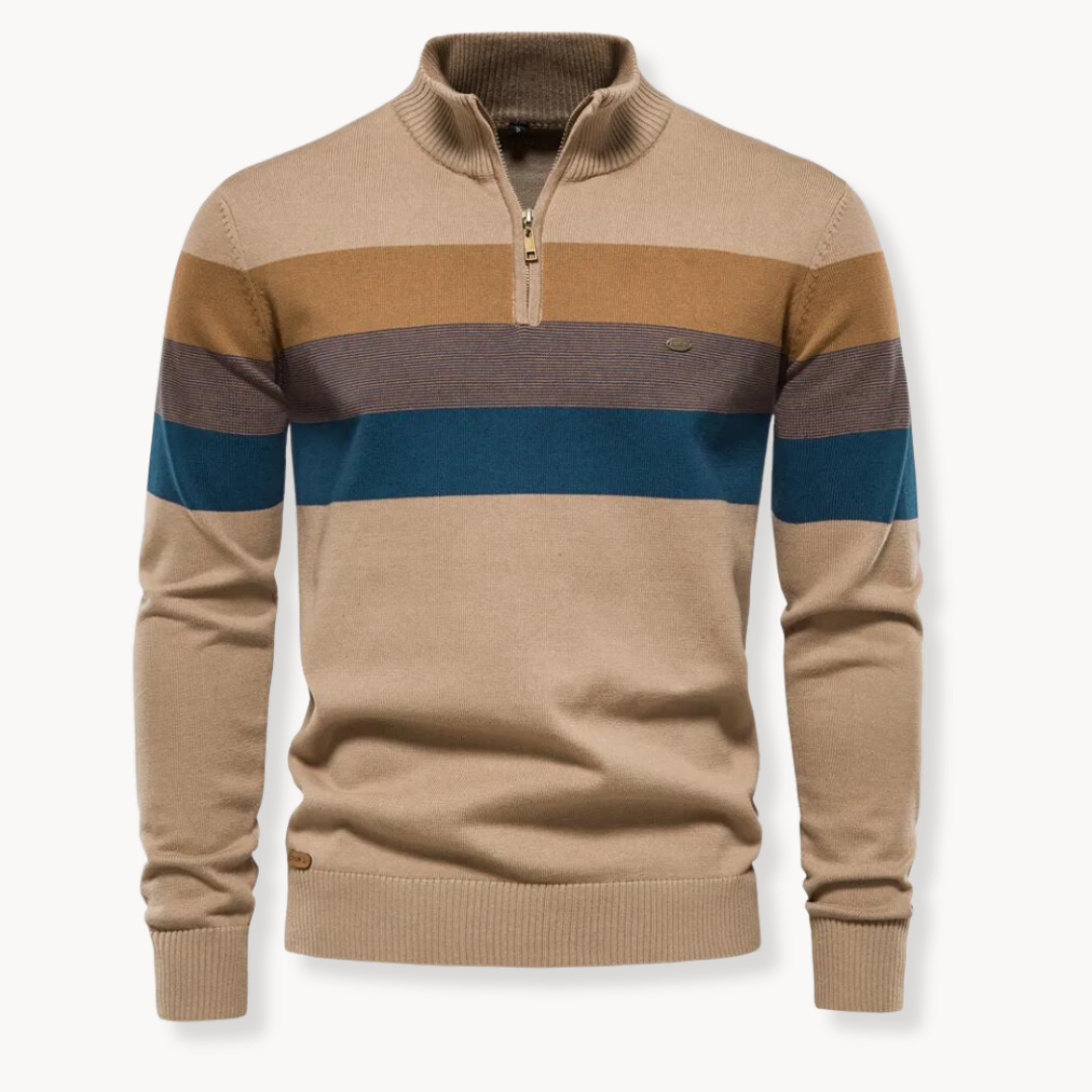Maglione a righe con cerniera da uomo: stile senza tempo e comfort moderno