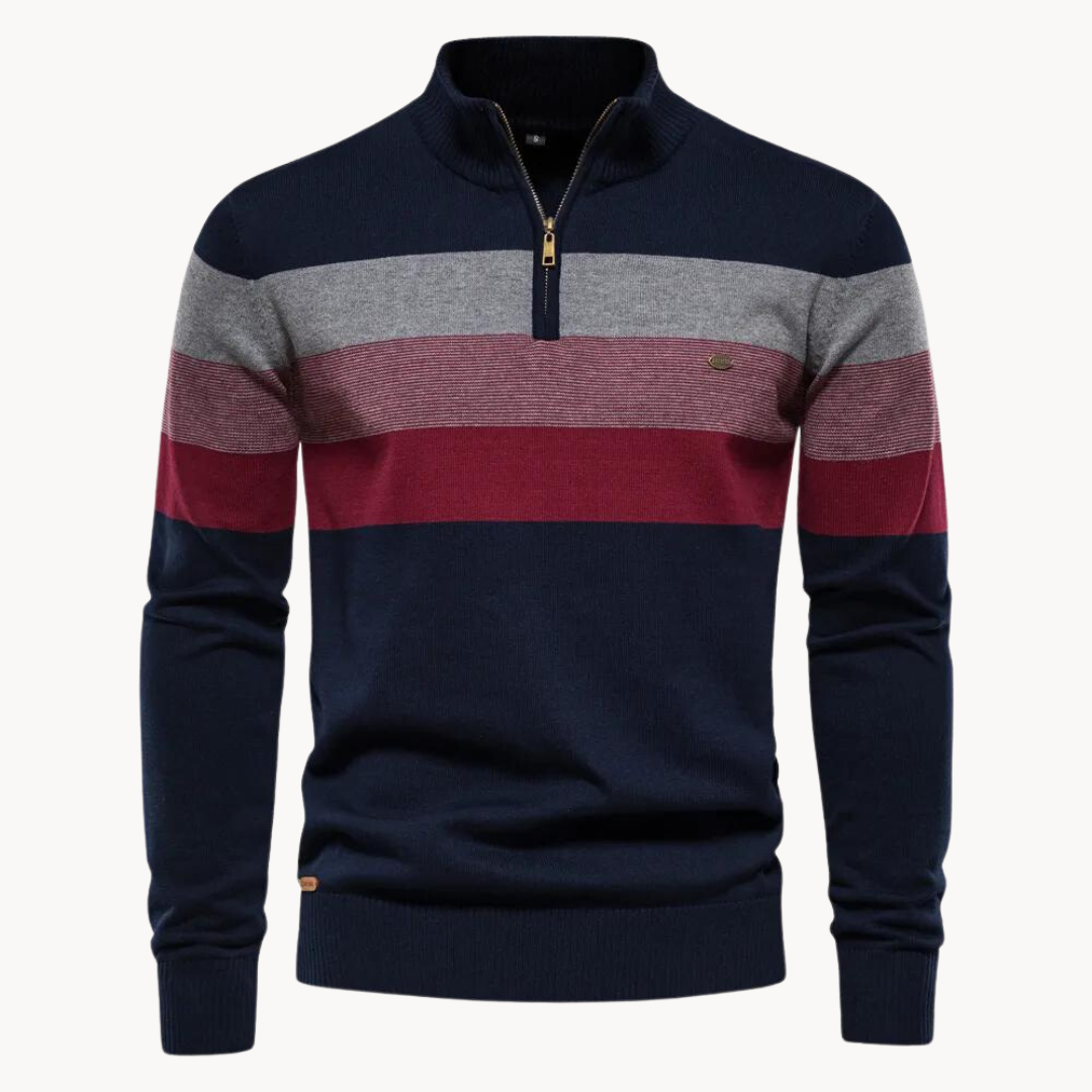 Maglione a righe con cerniera da uomo: stile senza tempo e comfort moderno
