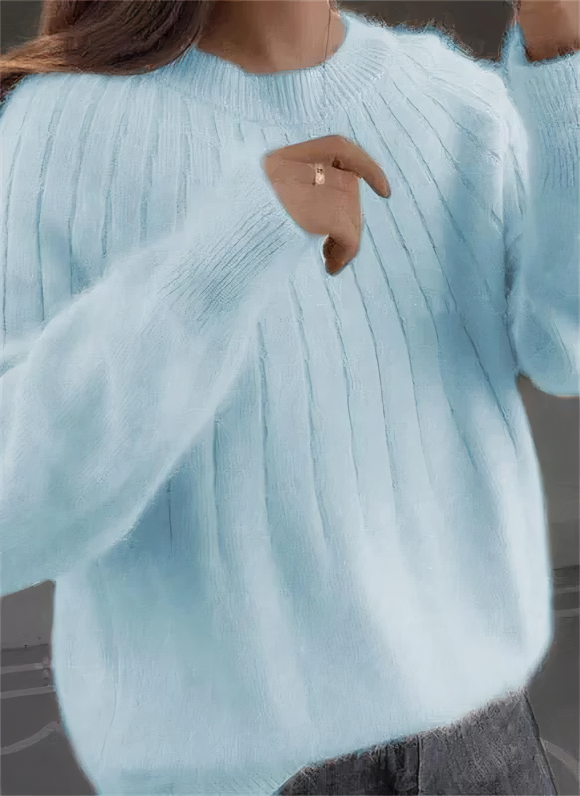Maglione girocollo in maglia da donna - Eleganza invernale confortevole