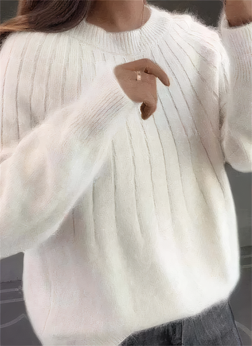 Maglione girocollo in maglia da donna - Eleganza invernale confortevole