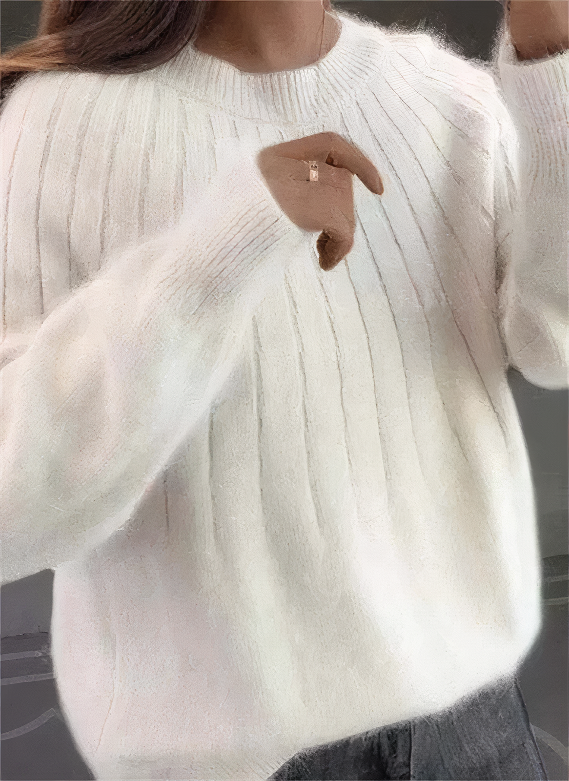 Maglione girocollo in maglia da donna - Eleganza invernale confortevole