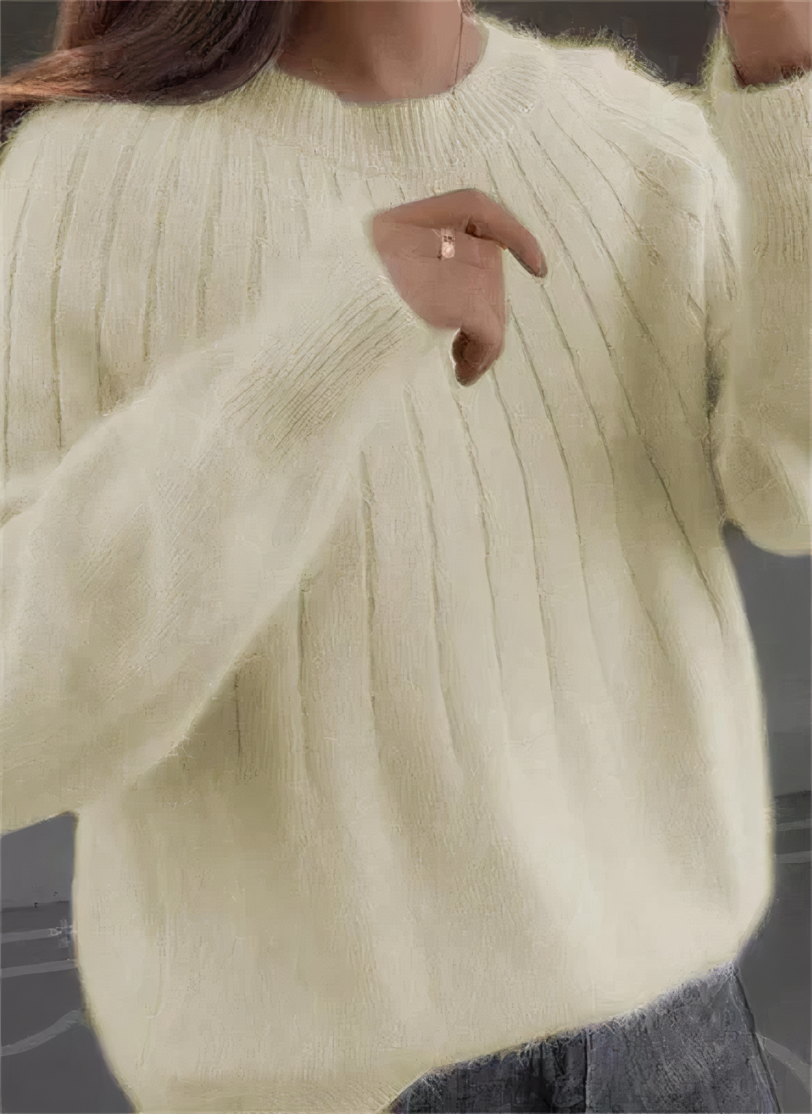 Maglione girocollo in maglia da donna - Eleganza invernale confortevole