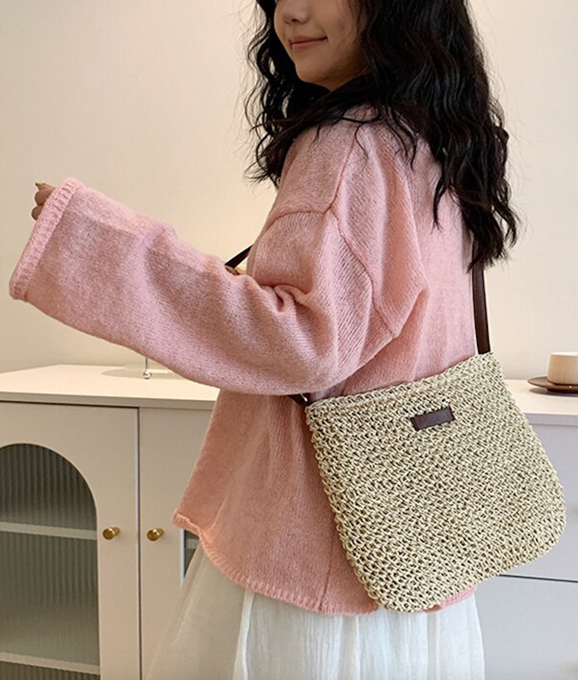 Borsa a Tracolla Estiva in Paglia Fatto a Mano Donna – Borsa Satchel Intrecciata Casual da Spiaggia