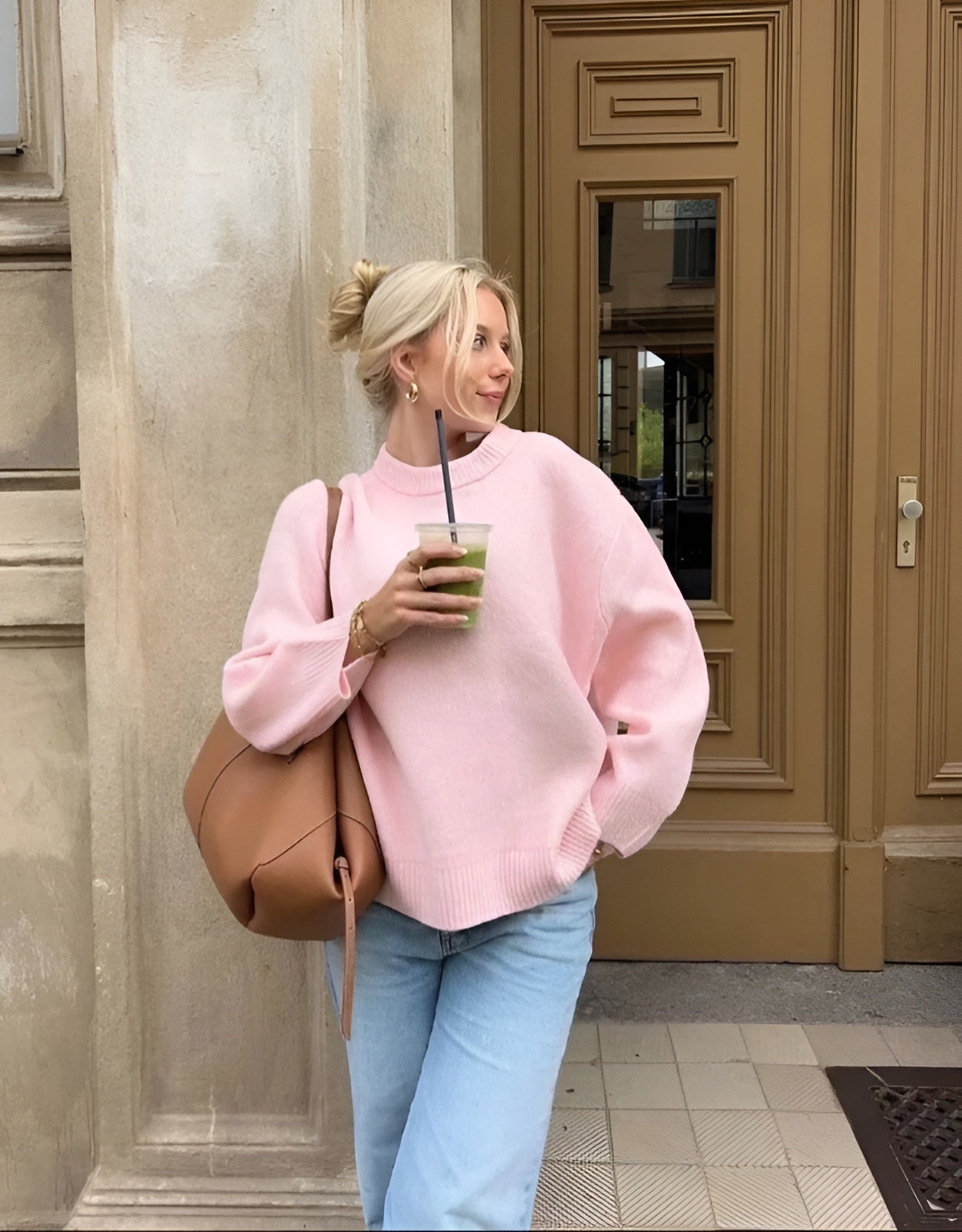 Maglione oversize alla moda da donna con scollo rotondo - elegante e comodo