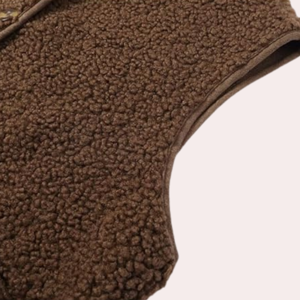 Gilet in sherpa - trendy gilet con bottoni da donna