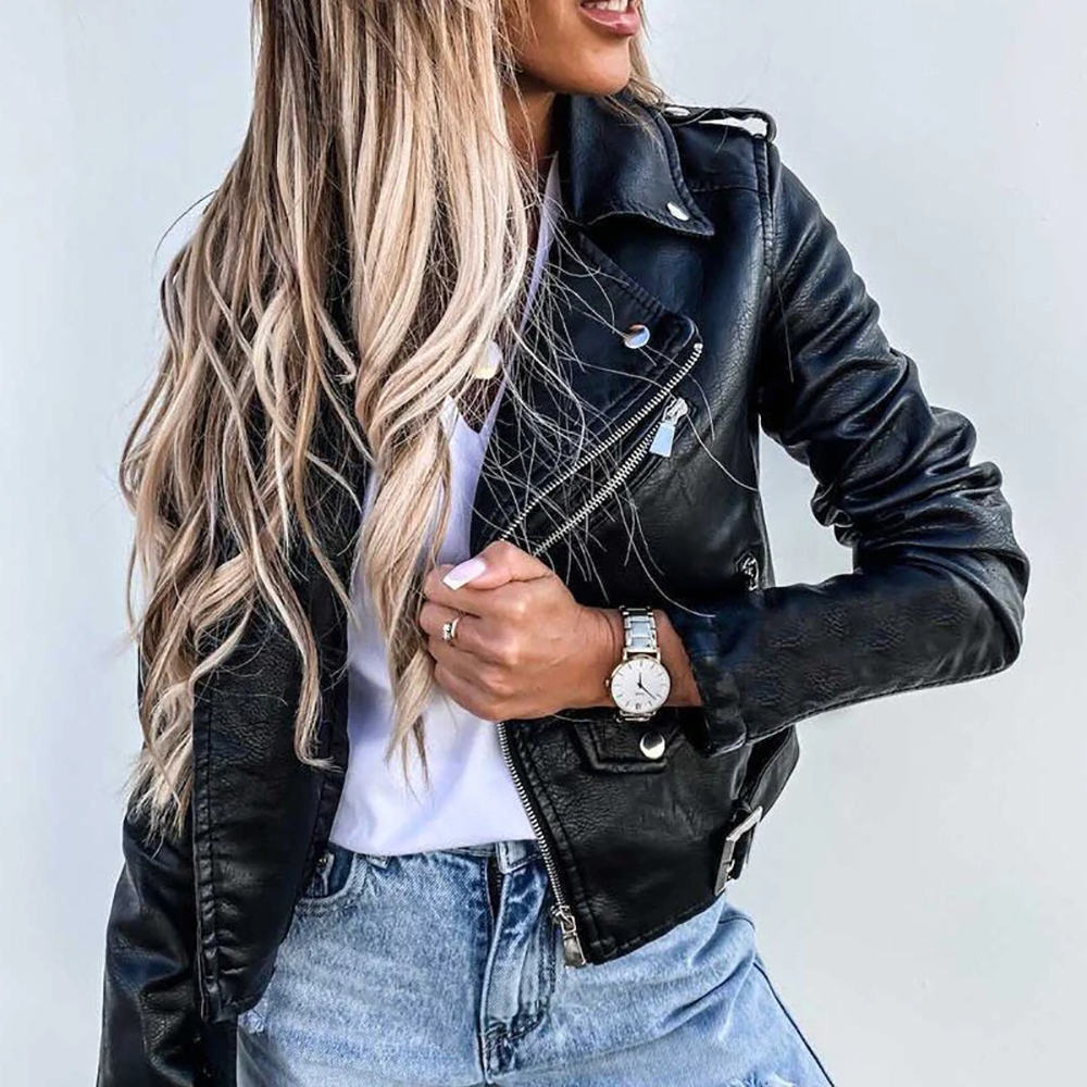 Elegante e raffinata giacca in pelle da donna