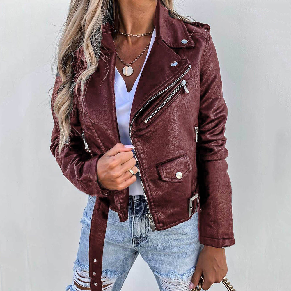 Elegante e raffinata giacca in pelle da donna