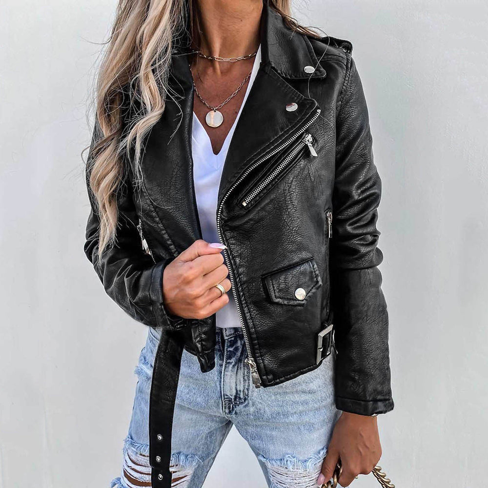 Elegante e raffinata giacca in pelle da donna