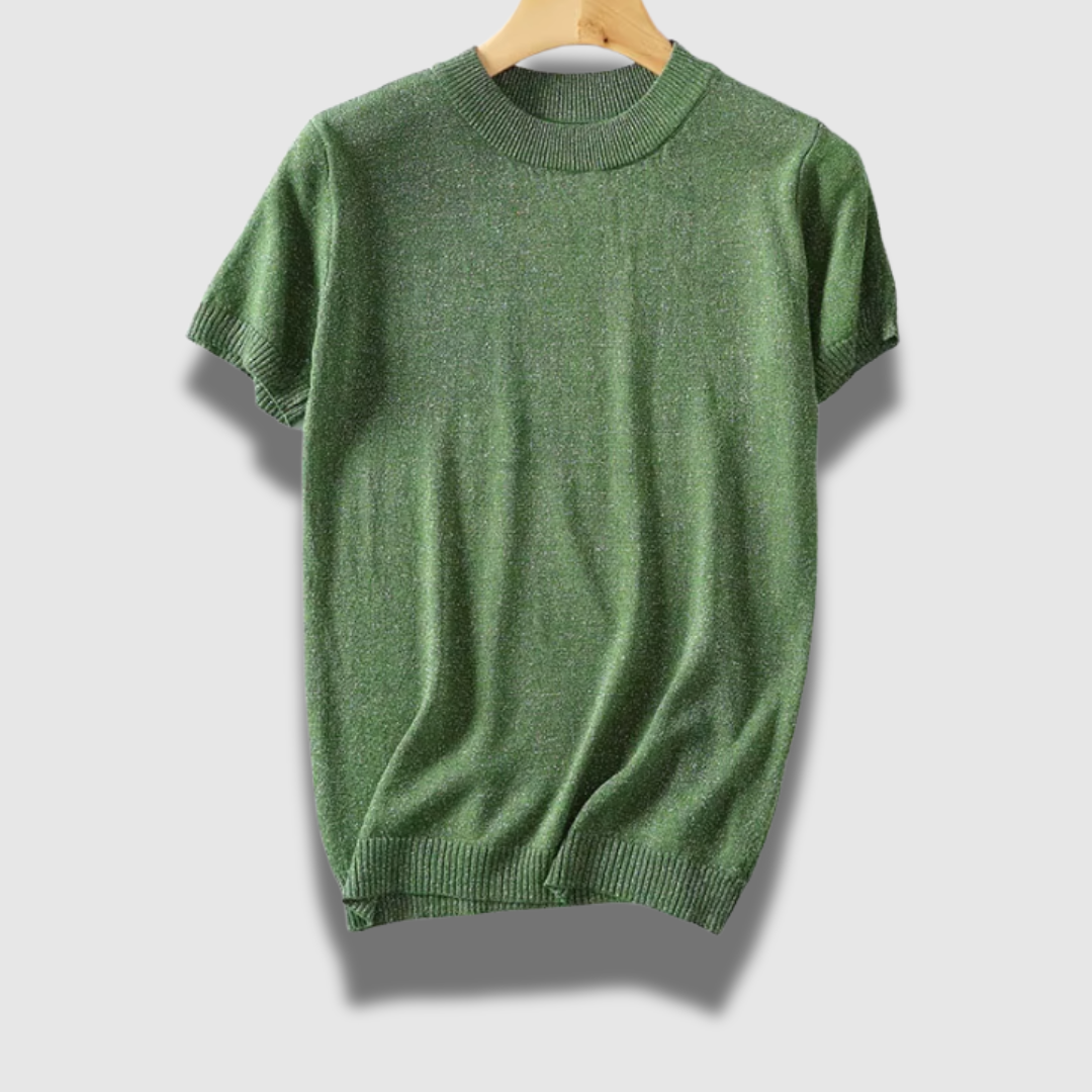 Maglione donna chic leggero a maniche corte lucido