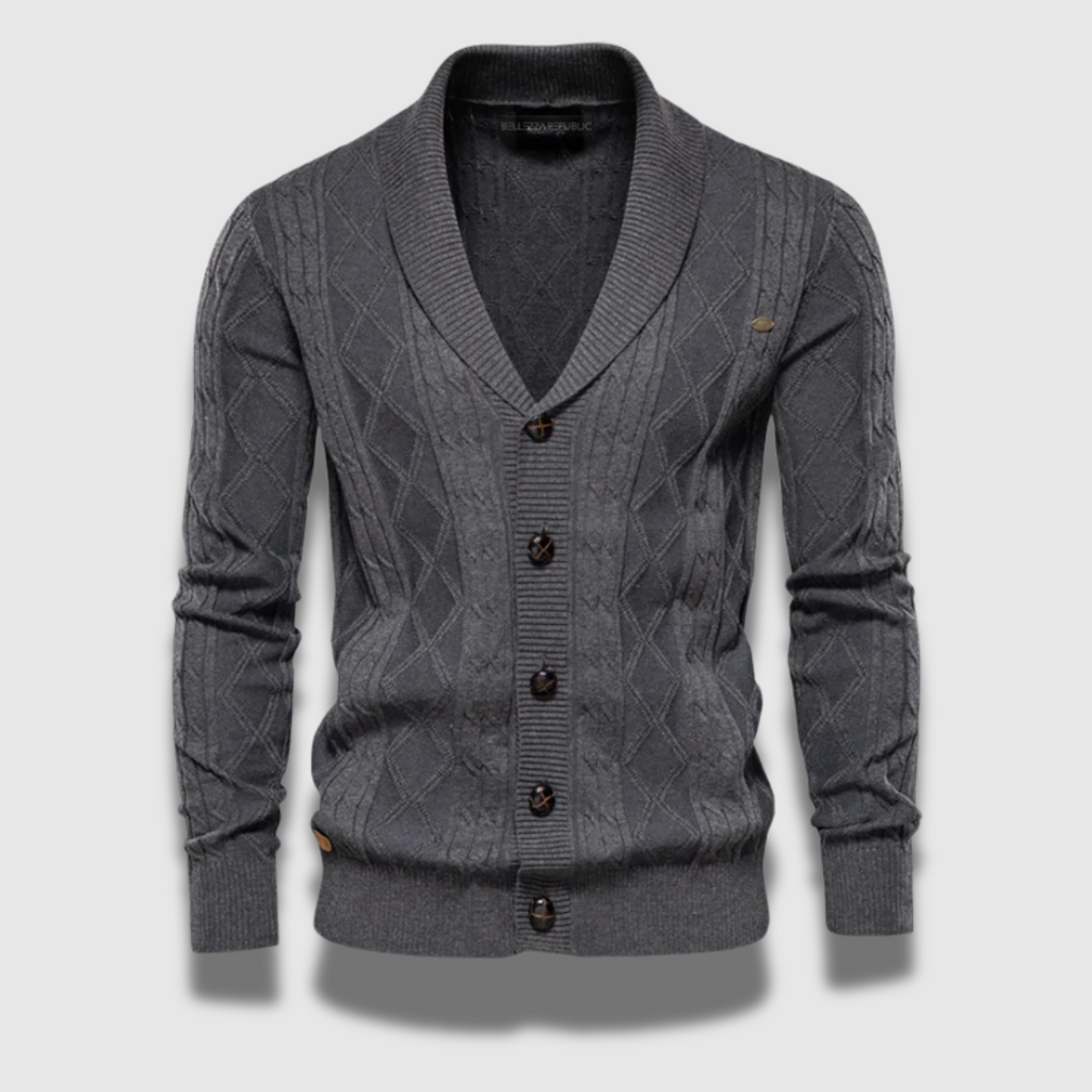 Cardigan da uomo in maglia con motivo geometrico