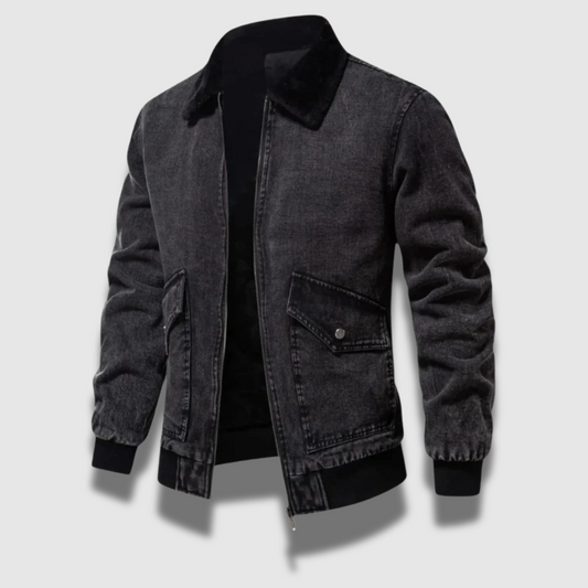 Giacca in denim classica isolata e resistente da uomo