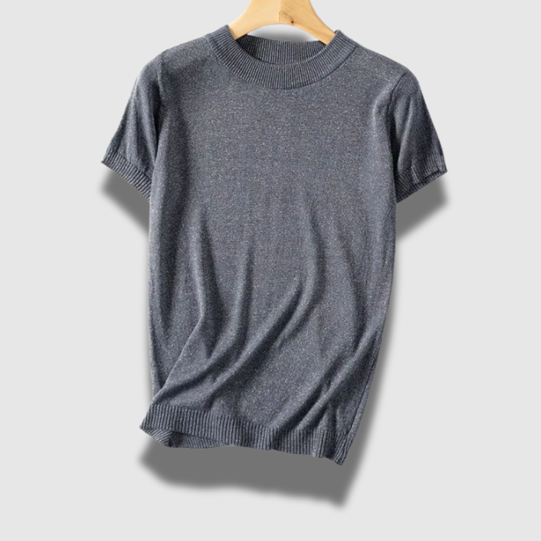Maglione donna chic leggero a maniche corte lucido