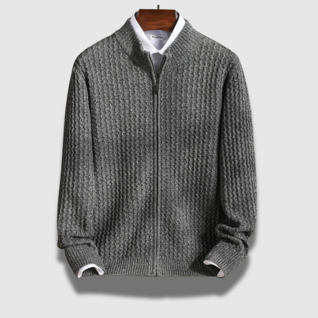 Cardigan Premium strutturato da uomo con zip in Merino