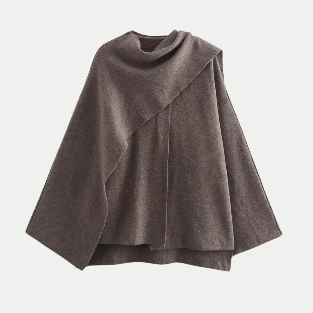 Cappotto in maglia con orlo spaccato dal design moderno per donna