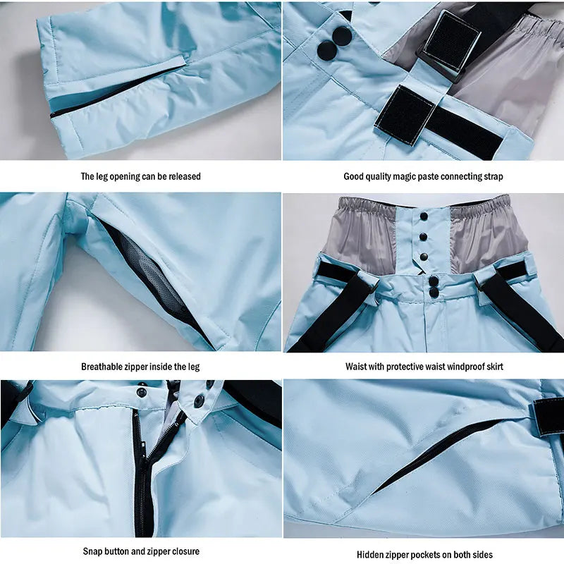Pantaloni da sci invernali unisex – Pantaloni impermeabili e antivento con protezione in vita
