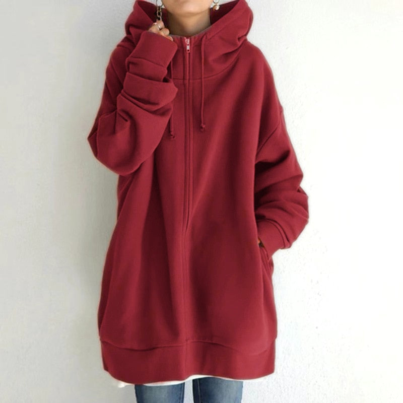 Felpa con cappuccio oversize calda da donna