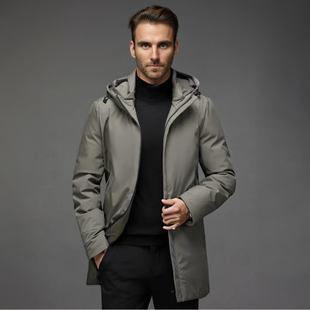 Parka con cappuccio di media lunghezza da uomo – Caldo cappotto invernale