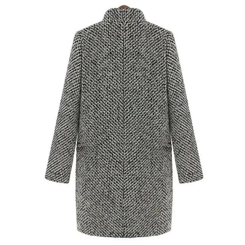 Cappotto lungo ed elegante in tweed di lana da donna - Cappotto comodo e lussuoso