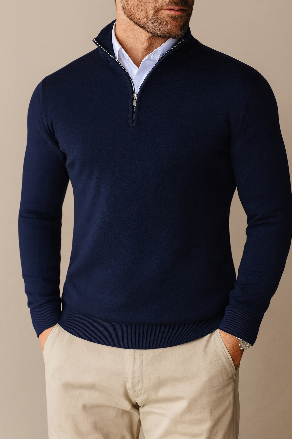 Maglione da uomo con cerniera a un quarto