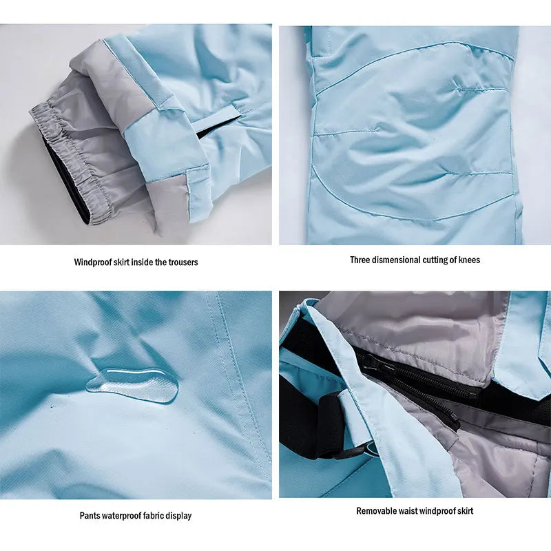 Pantaloni da sci invernali unisex – Pantaloni impermeabili e antivento con protezione in vita