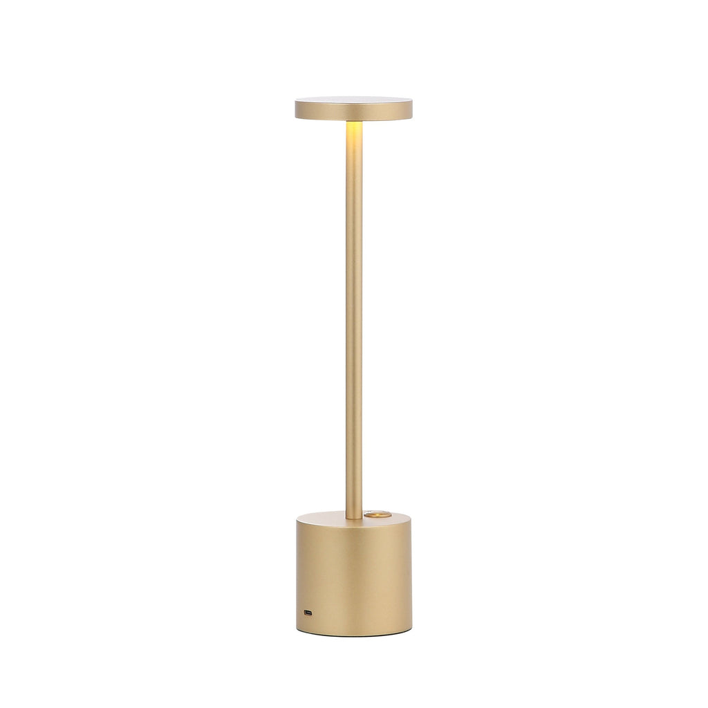 Oro Lampada da tavolo ricaricabile in metallo con LED – Lampada da scrivania con controllo touch e autonomia di 17 ore, illuminazione wireless moderna e dimmerab
