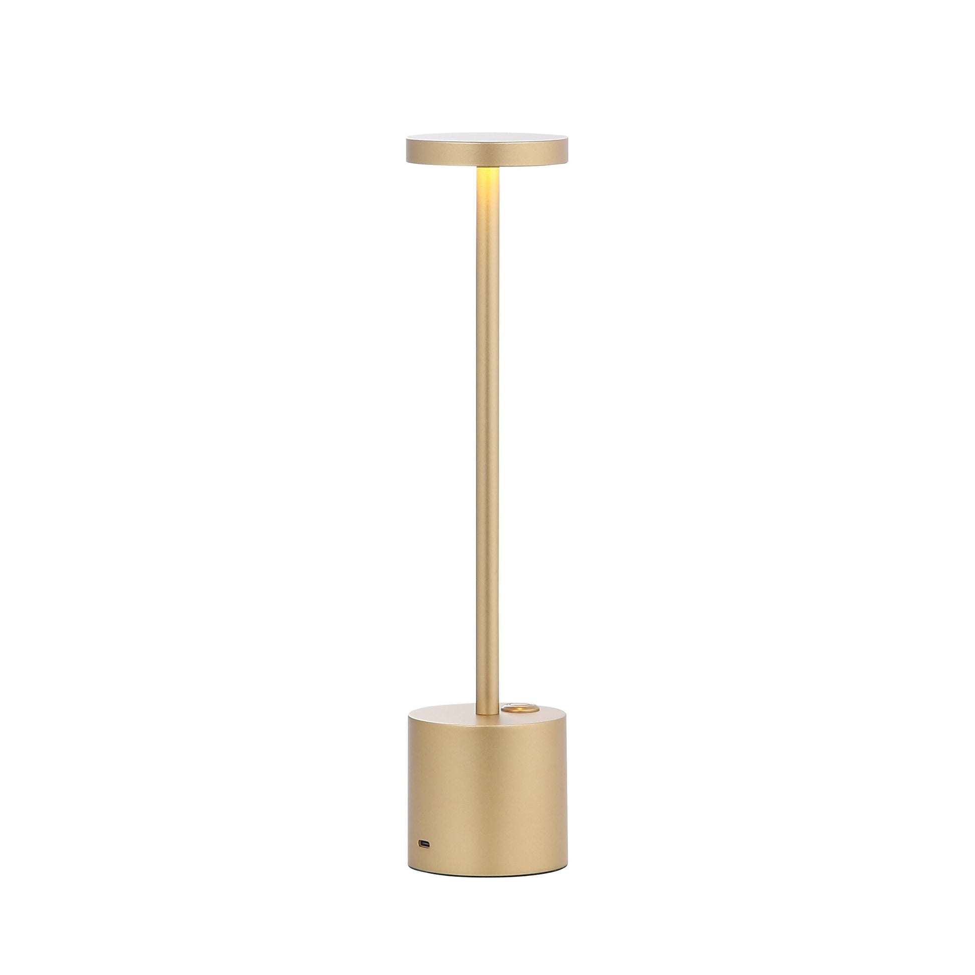 Oro Lampada da tavolo ricaricabile in metallo con LED – Lampada da scrivania con controllo touch e autonomia di 17 ore, illuminazione wireless moderna e dimmerab