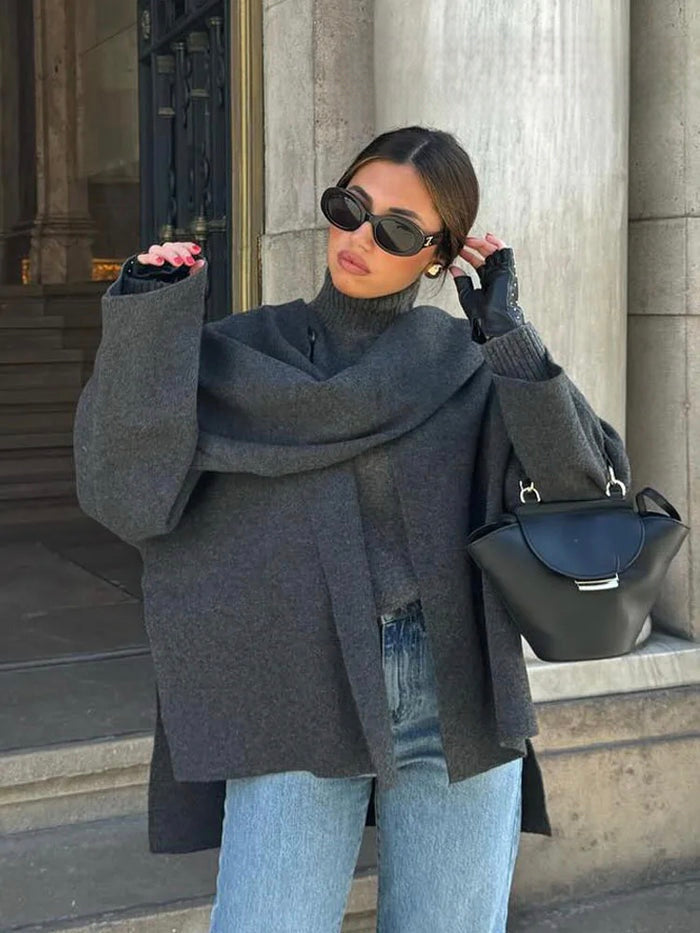 Elegante cappotto da donna con collo a scialle