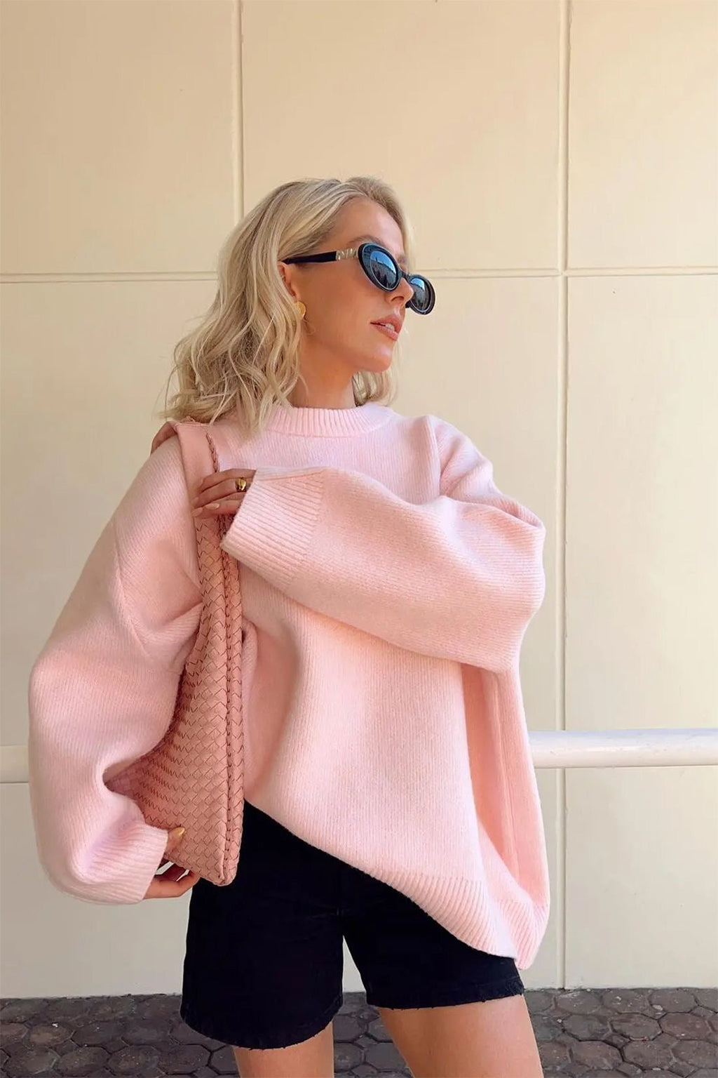 Maglione oversize alla moda da donna con scollo rotondo - elegante e comodo