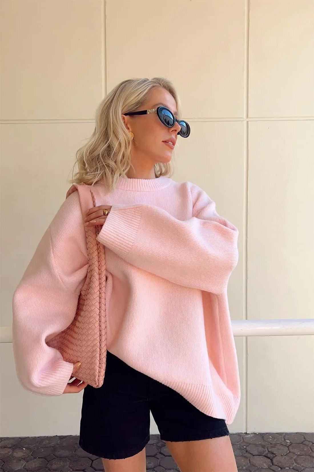 Maglione oversize alla moda da donna con scollo rotondo - elegante e comodo