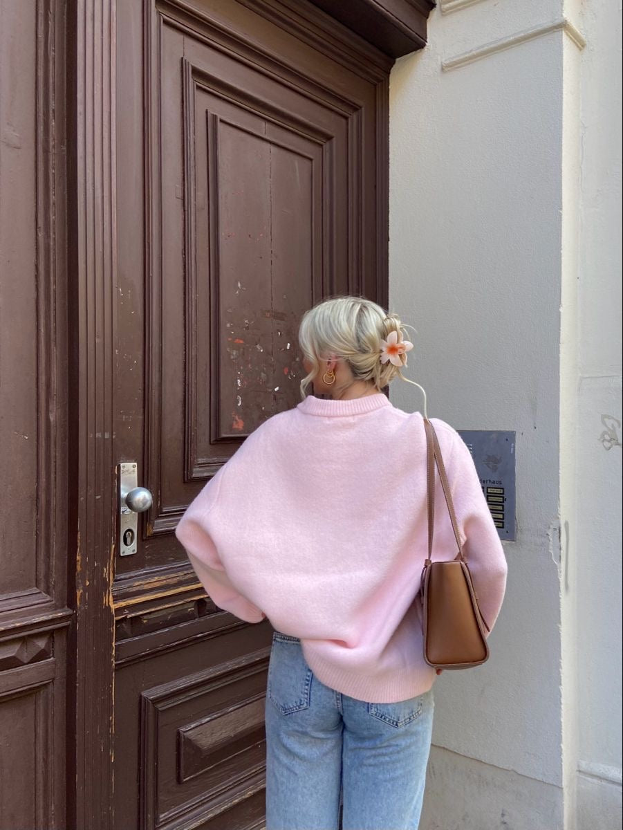 Maglione oversize alla moda da donna con scollo rotondo - elegante e comodo