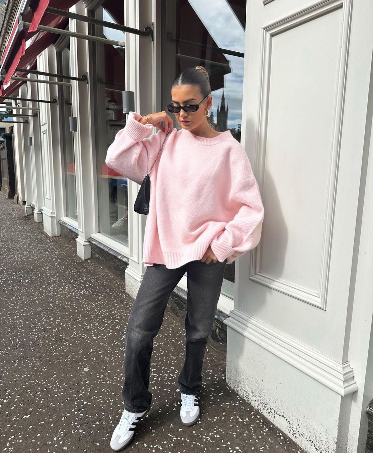 Maglione oversize alla moda da donna con scollo rotondo - elegante e comodo