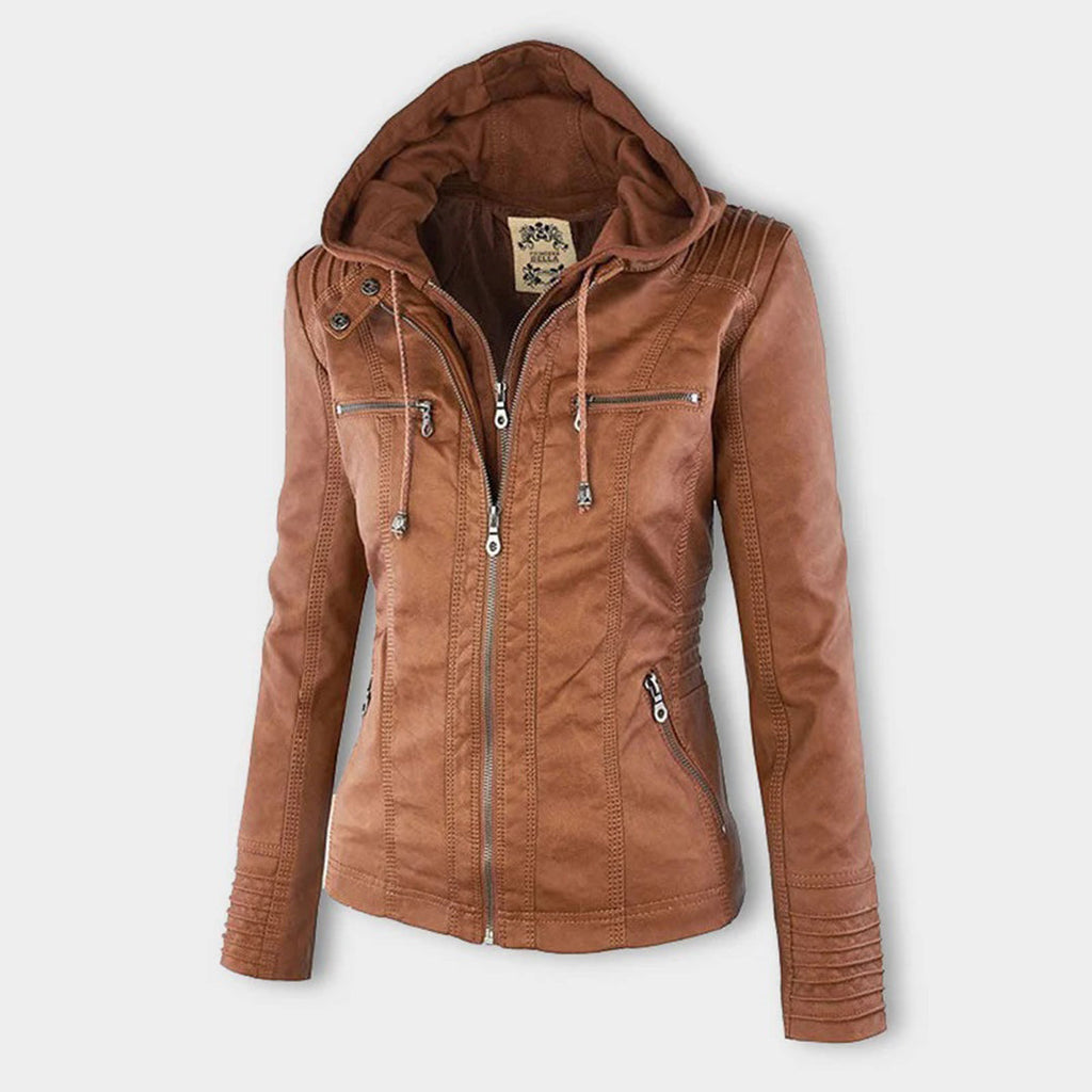 Giacca impermeabile con cerniera e cappuccio da donna - Elegante e leggero cappotto antipioggia