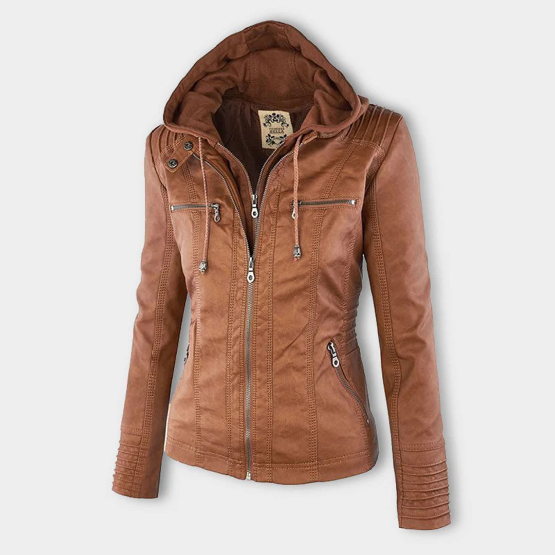 Giacca impermeabile con cerniera e cappuccio da donna - Elegante e leggero cappotto antipioggia