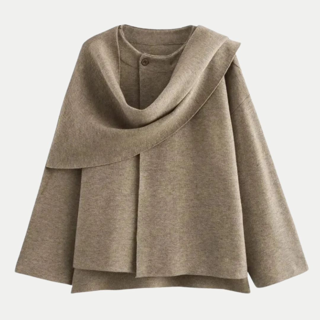 Cappotto in maglia con orlo spaccato dal design moderno per donna