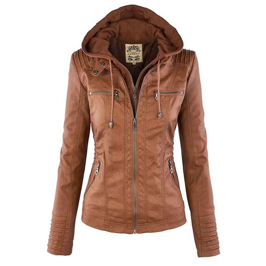 Giacca impermeabile con cerniera e cappuccio da donna - Elegante e leggero cappotto antipioggia