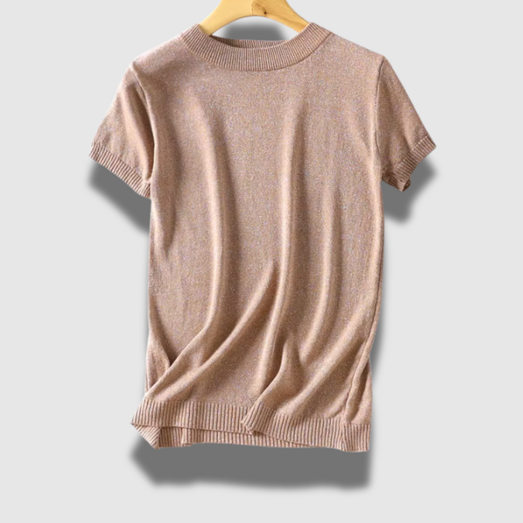 Maglione donna chic leggero a maniche corte lucido