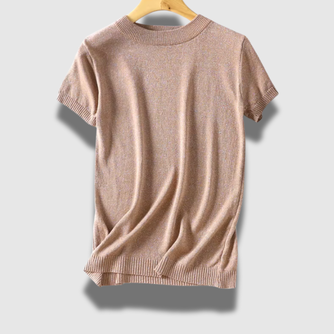 Maglione donna chic leggero a maniche corte lucido