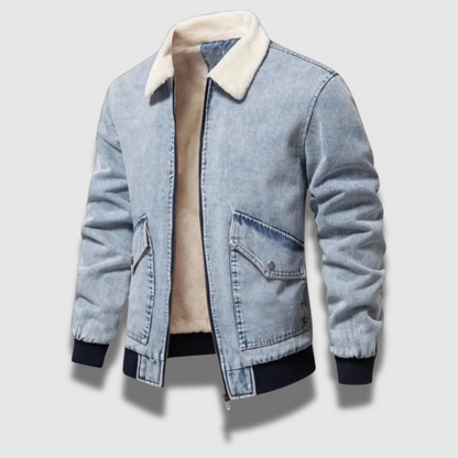 Giacca in denim classica isolata e resistente da uomo